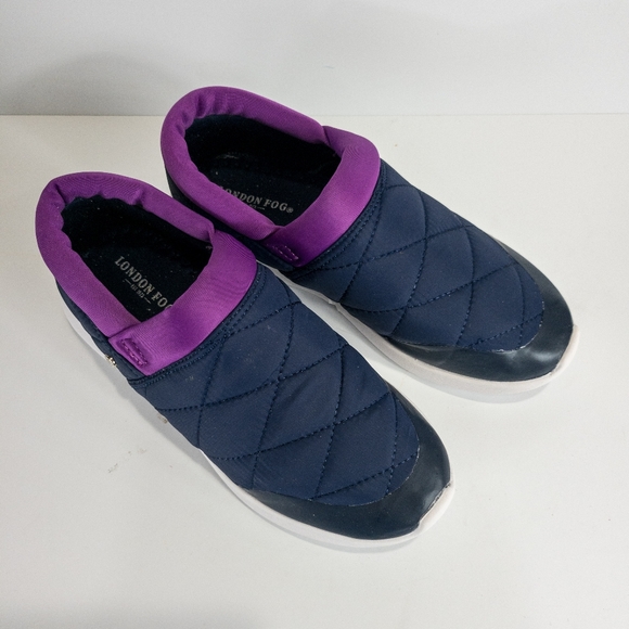 London Fog Kelsie Quilted Slip-on Sneakers Navy -6 - Picture 4 of 6
